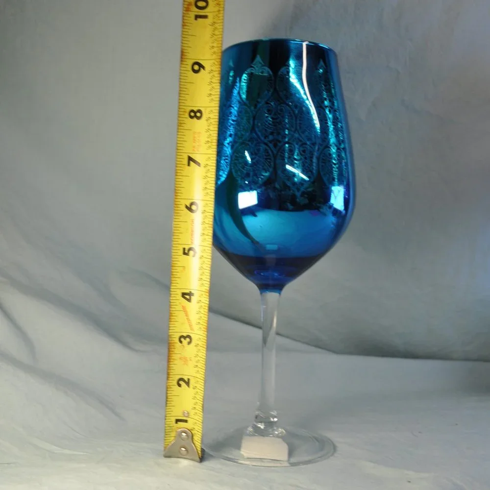 28 oz Z. Gallerie Puccini goblet wine glass peacock (w1082)